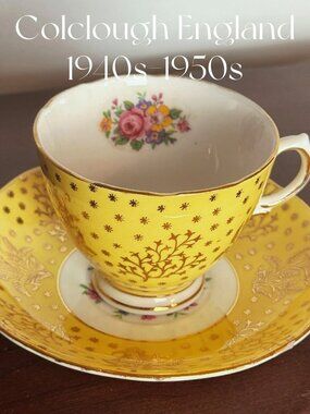 Vintage 1940s Colclough Yellow Wheat Floral Teacup Saucer